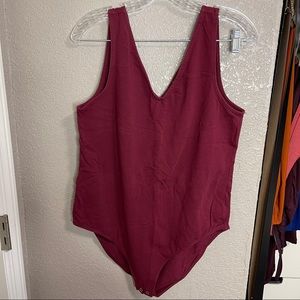 Gap V Neck Burgundy Bodysuit